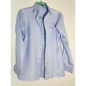 New Dharan Tailors Mens Light Blue Diamond Texture Button Down Shirt Nepal Small